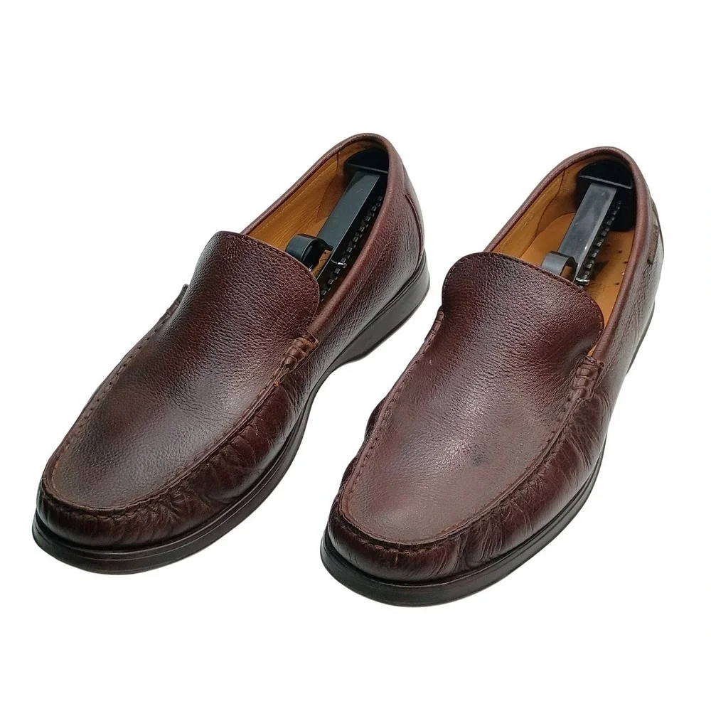 Mephisto Loafers Slip On Men Size 9.5 Brown Pebbled Leather Moc Toe Shoes